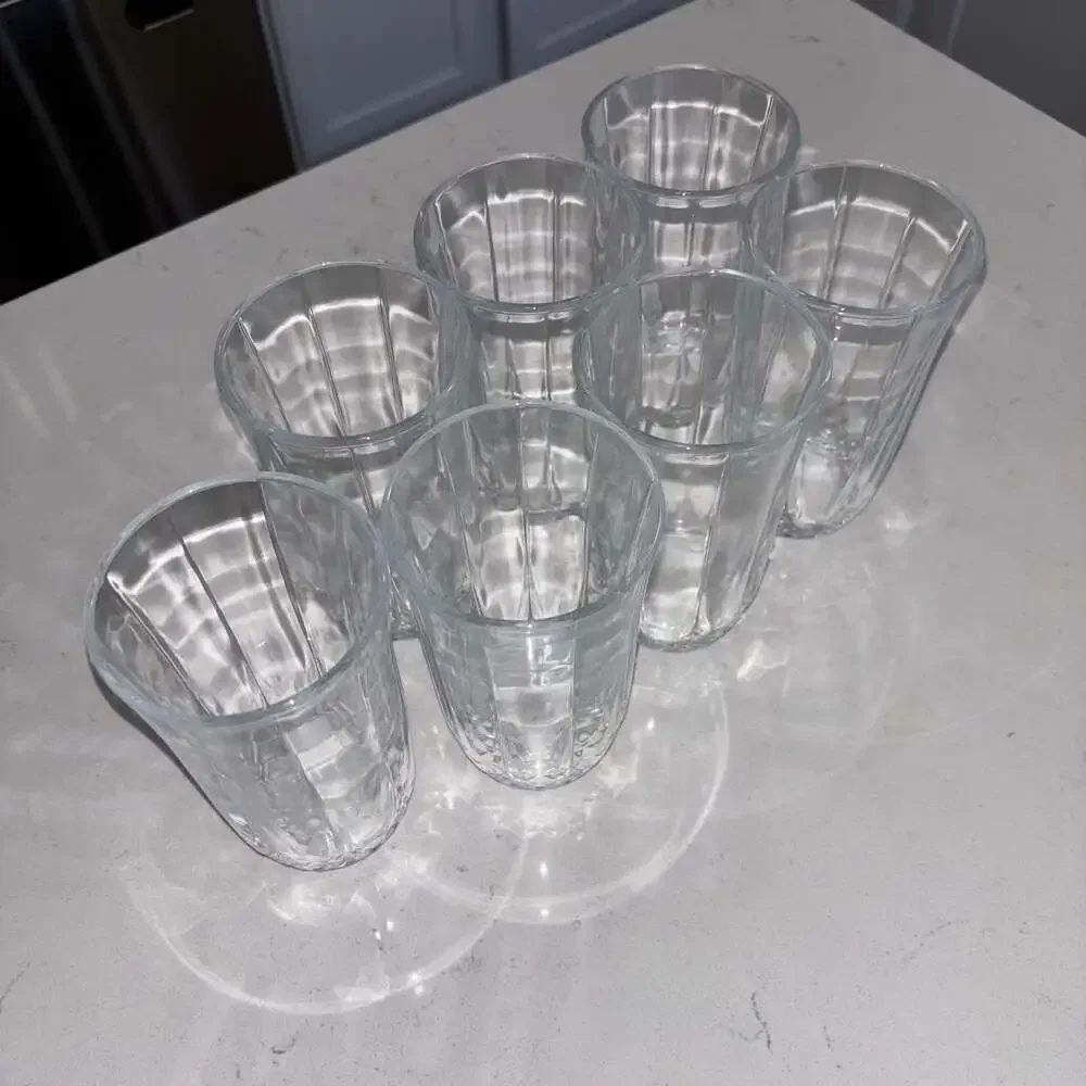 Vintage Vertical Cut Heavy Crystal Panel Highball Glass Tumblers (7)